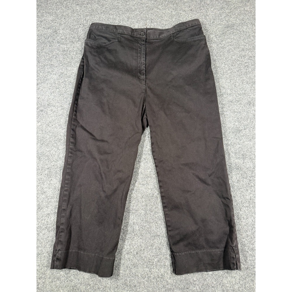 Jones Sport Capri Pants Womens 12 Black Cropped Stretch Flat Front Straight Leg
